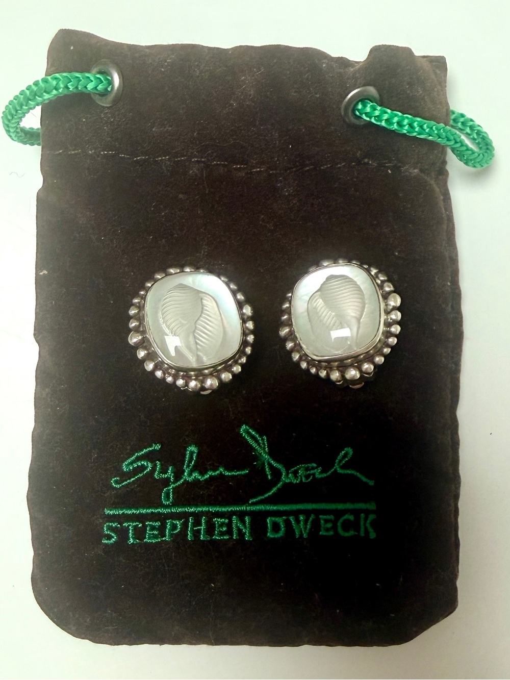 Stephen Dweck Iridescent Mother-of-Pearl Sterling Beaded Clip Earrings